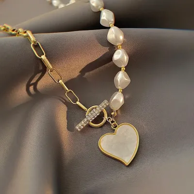 Fashion Pearl Heart Beads Necklace